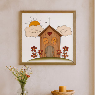Affiche Église en bois