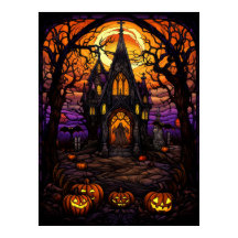 Église épouvantable d'Halloween dans les bois en v