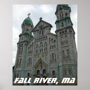 Affiche Église gothique, Rivière de l'Automne, Massachuset