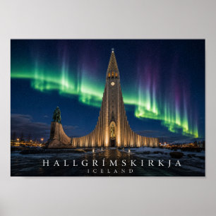 Affiche Église Hallgrímskirkja Reykjavík Islande A4