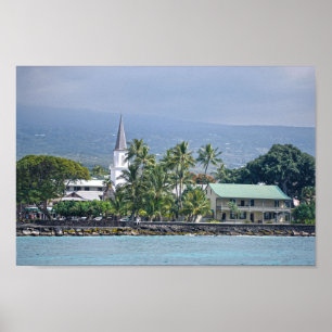 Affiche Église Mokuaikaua, Palais Hulihee, Kailua-Kona, HI