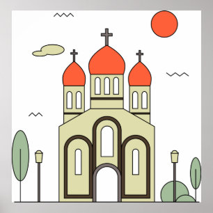 Affiche Église orthodoxe minimaliste russe