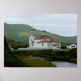 Affiche Église orthodoxe russe sur l'île d'Unalaska