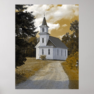 Affiche Église presbytérienne de Riverside 1800s sépia