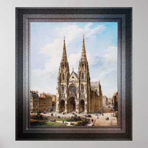 Affiche Église Sainte-Clotilde à Paris par Max Berthelin