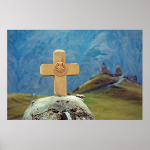 Affiche Église Sainte-Trinité Stepantsminda Kazbegi Géorgi