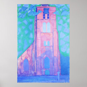Affiche Église-tour de Piet Mondrian à Domburg Art abstrai