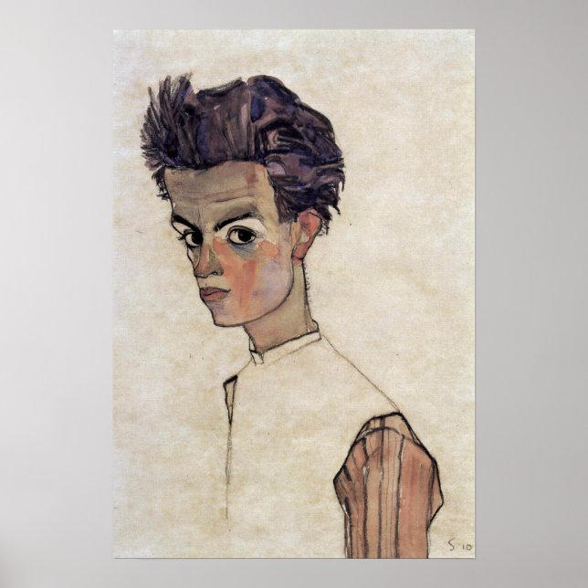 Affiche Egon Schiele - autoportrait (Devant)