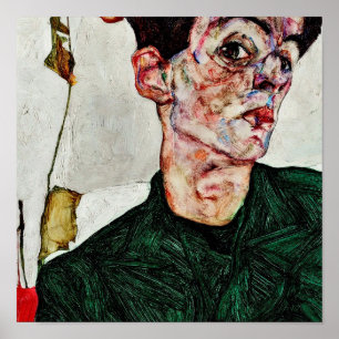 Affiche Egon Schiele - autoportrait avec la lanterne