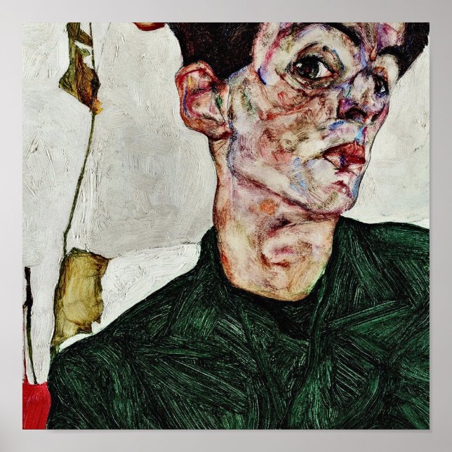 Affiche Egon Schiele - Autoportrait Avec Lanterne Chinoise (Devant)