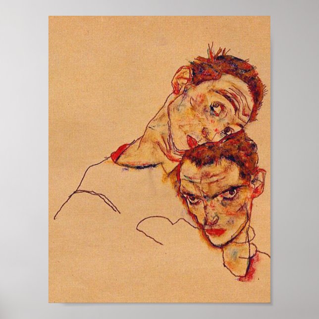 Affiche Egon Schiele - Double Self Portrait (Devant)