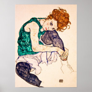 Affiche Egon Schiele - Femme Assis Avec Jambes Tirées Vers