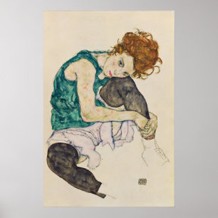 Affiche Egon Schiele 'Femme assise' Art expressionniste