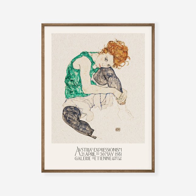 Affiche Egon Schiele Femme assise avec genoux bentés Art (Créateur téléchargé)