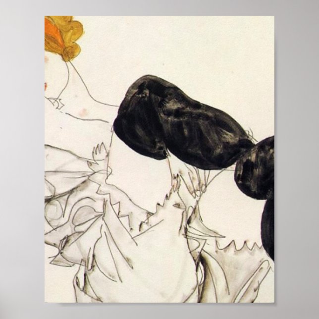 Affiche Egon Schiele - Femme En Bas Noirs (Devant)