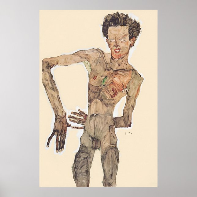Affiche Egon Schiele 'Grimassierendes Aktselbstbildnis' (Devant)