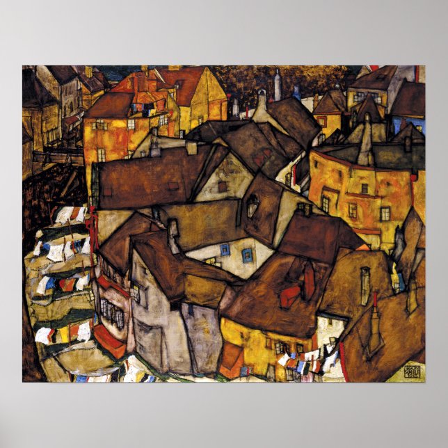 Affiche Egon Schiele Krumau Croissant des Maisons (Devant)