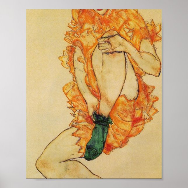 Affiche Egon Schiele - Le Stocking Vert (Devant)