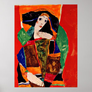 Affiche Egon Schiele - Portrait d'une femme
