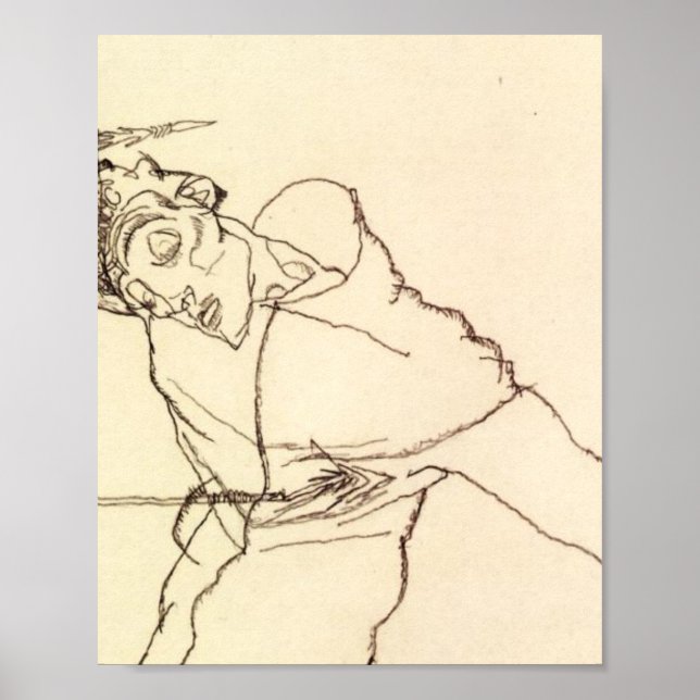 Affiche Egon Schiele-Self Portrait As St Sebastian (Devant)