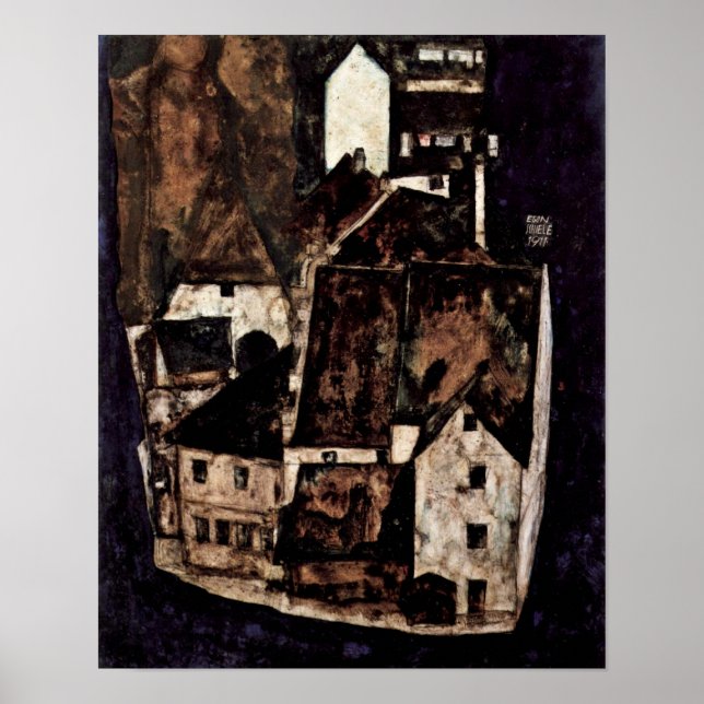 Affiche Egon Schiele - Ville morte sur la rivière bleue (Devant)