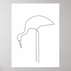 Affiche Egret Minimalist Bird Line Art