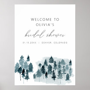 Affiche EGRET Rustique Mariage d'Hiver Bienvenue Mousse B