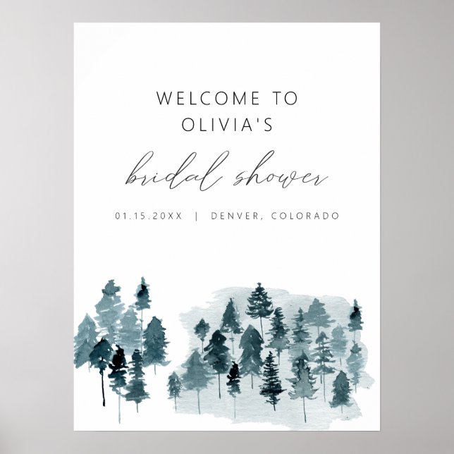 Affiche EGRET Rustique Mariage d'Hiver Bienvenue  Mousse B (Devant)