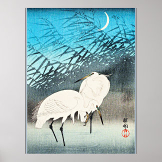 Affiche Egrets et roseaux, art d'Ohara Koson