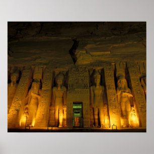 Affiche Égypte, Abu Simbel, Façade éclairée du petit