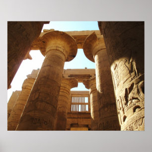 Affiche Égypte ancienne Karnak Temple hiéroglyphes Voyage