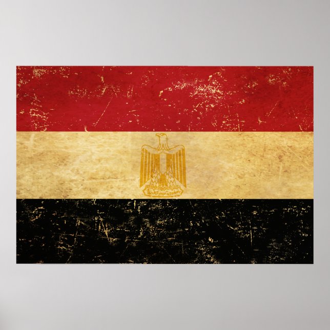 Affiche Égypte Drapeau Vintage Grunge Design (Devant)