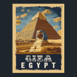 Affiche Egypte vintage : Grande Pyramide de Gizeh Travel<br><div class="desc">Découvrez le charme intemporel de l'Egypte ancienne avec cette affiche de voyage de style vintage qui met en vedette la majestueuse Grande Pyramide de Gizeh,  une tête de pharaon emblématique,  et le paysage désertique vibrant. Parfait pour la décoration de la maison ou comme un cadeau unique.</div>