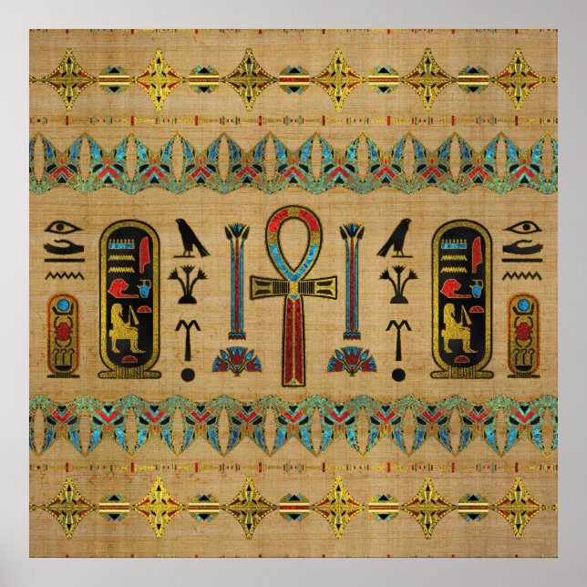Affiche Egyptian Cross - Ankh Ornament on papyrus (Devant)
