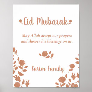 Affiche Eid Mubarak Custom Islam Home Decor Floral Unique