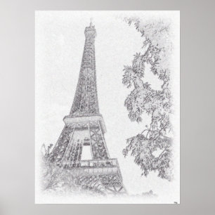 Affiche Eiffel BW Sketch