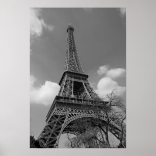 Affiche Eiffel nuageux en noir et blanc, 2015