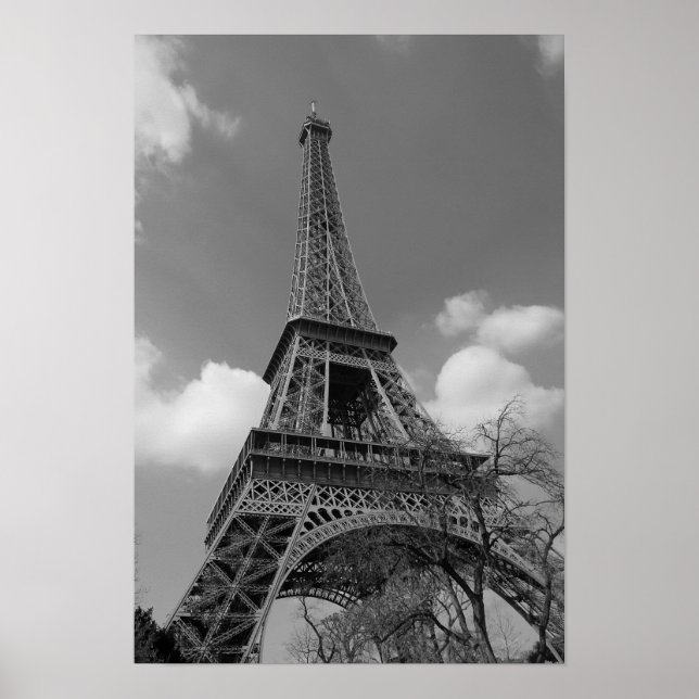Affiche Eiffel nuageux en noir et blanc, 2015 (Devant)