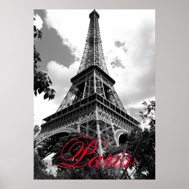 Affiche Eiffel Tower in Love City Paris Black & White Red (Devant)