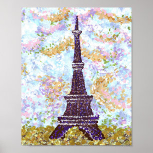 Affiche Eiffel Tower inspired landscape pointillism
