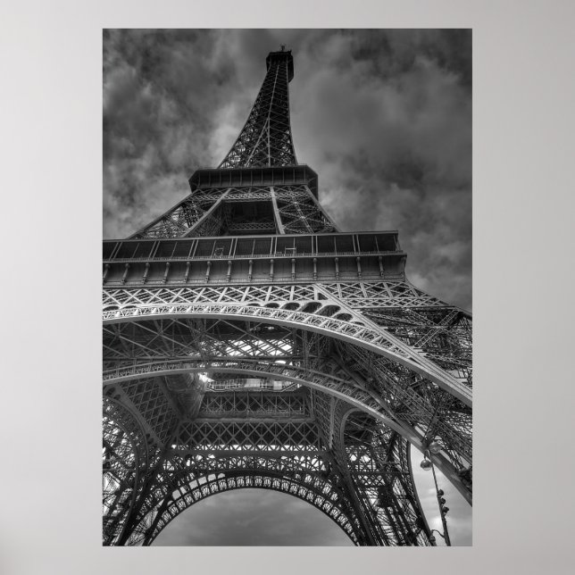 Affiche Eiffel Tower, Paris, France B&W (Devant)