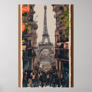 Affiche Eiffel Tower Sketch   Minimalist Parisian Art 
