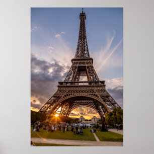 Affiche Eiffel Tower Sunset Starburst