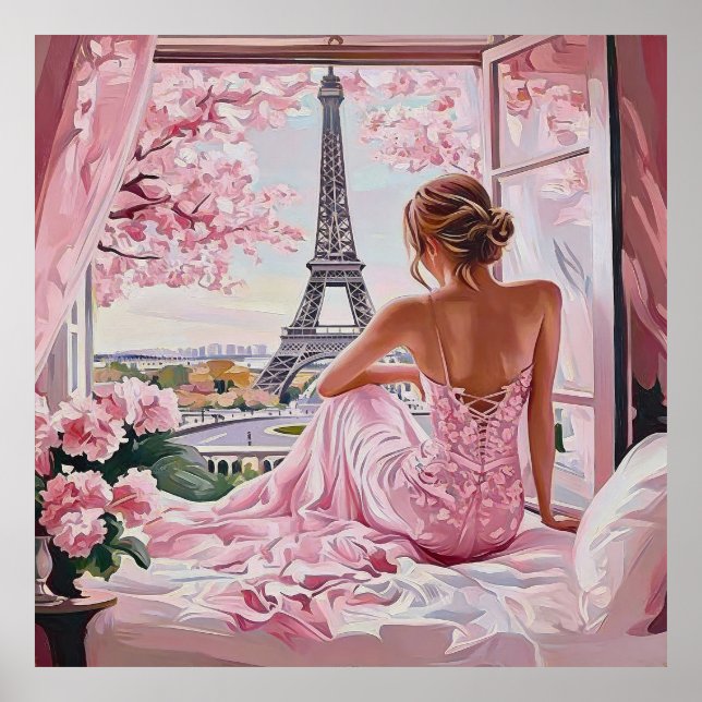 Affiche Eiffel Tower View in Pink (Devant)