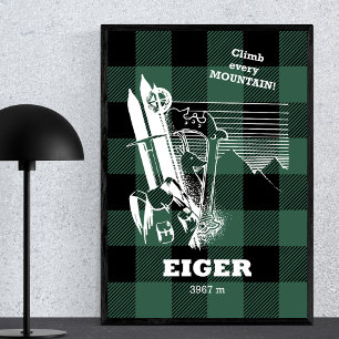 Affiche Eiger 3967 m Swiss Alps Moutaineering