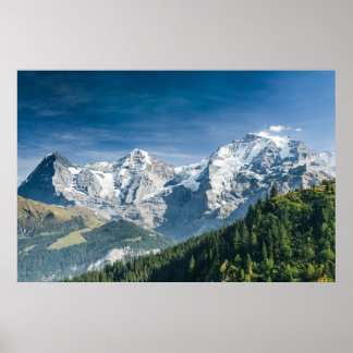 Affiche Eiger, Mönch et Jungfrau, Suisse Alpes suisses