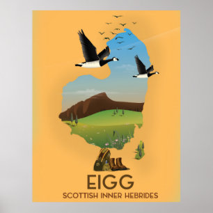 Affiche Eigg Scottish Inner Hebrides Map
