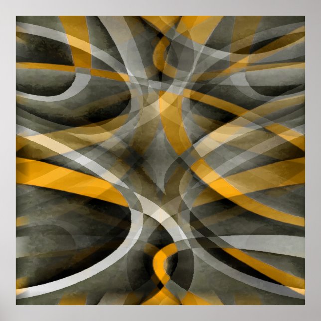 Affiche Eighties Retro Mustard Yellow and Grey Abstract Cu (Devant)