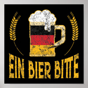 Affiche Ein Bier Bitte Allemand Drapeau Une bière S'il vou