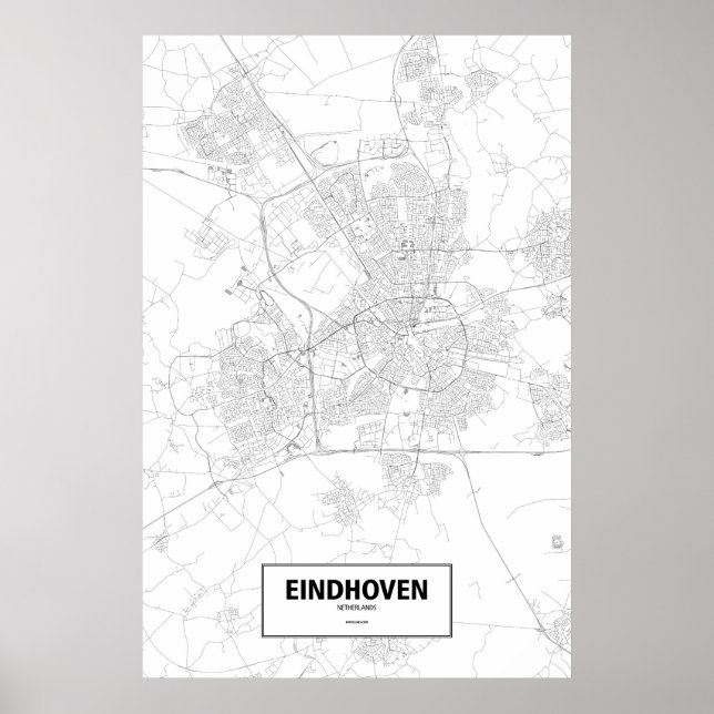 Affiche Eindhoven, Pays-Bas (noir sur blanc) (Devant)